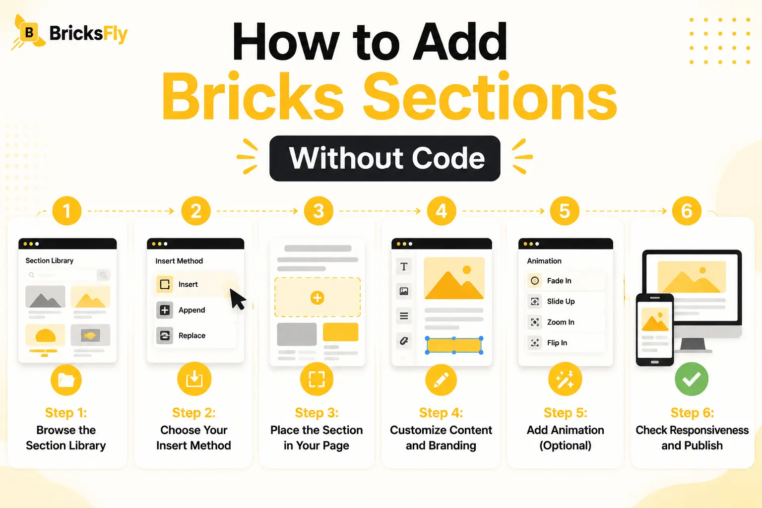How to add bricks sections without code