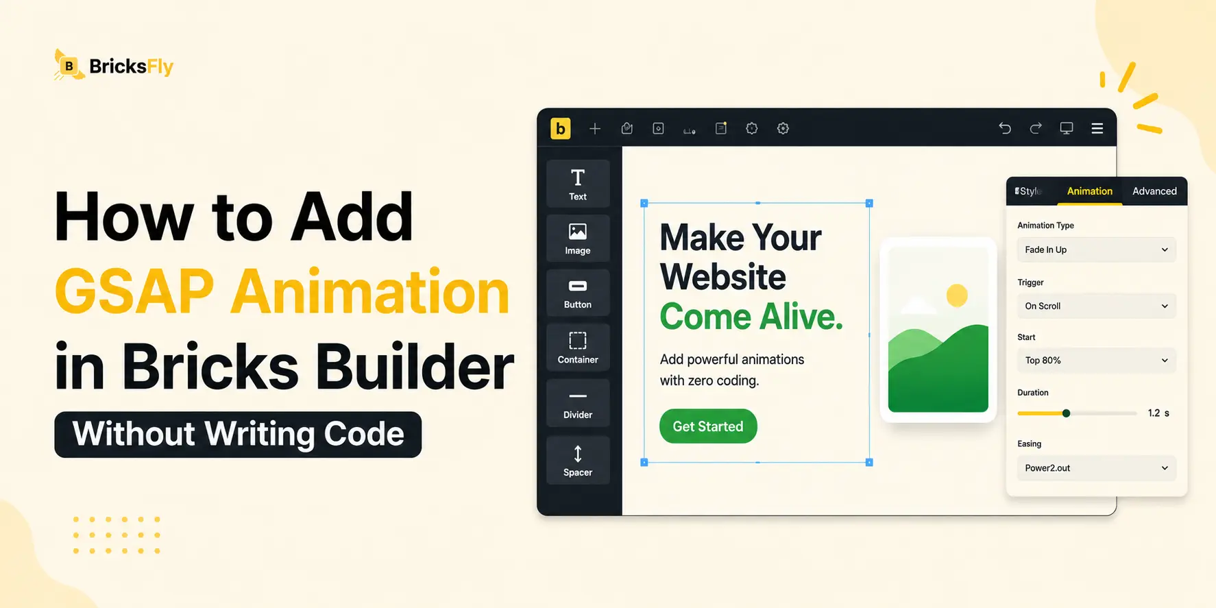 How to add gsap animation in bricks builder without writing code