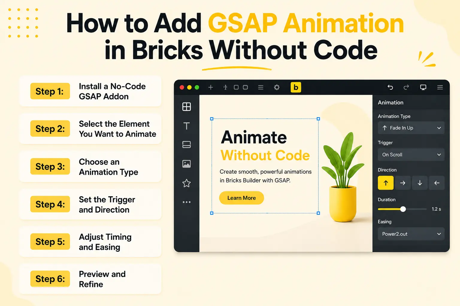 How to add gsap animation in bricks without code