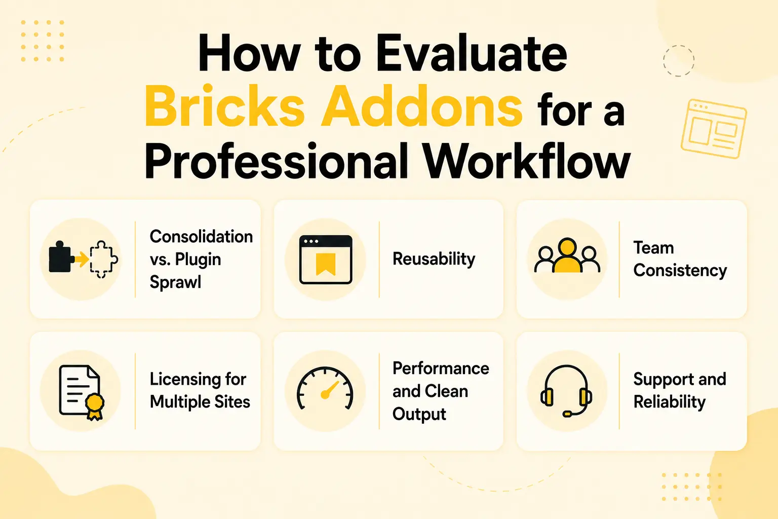 How to evaluate bricks addons for a professional workflow
