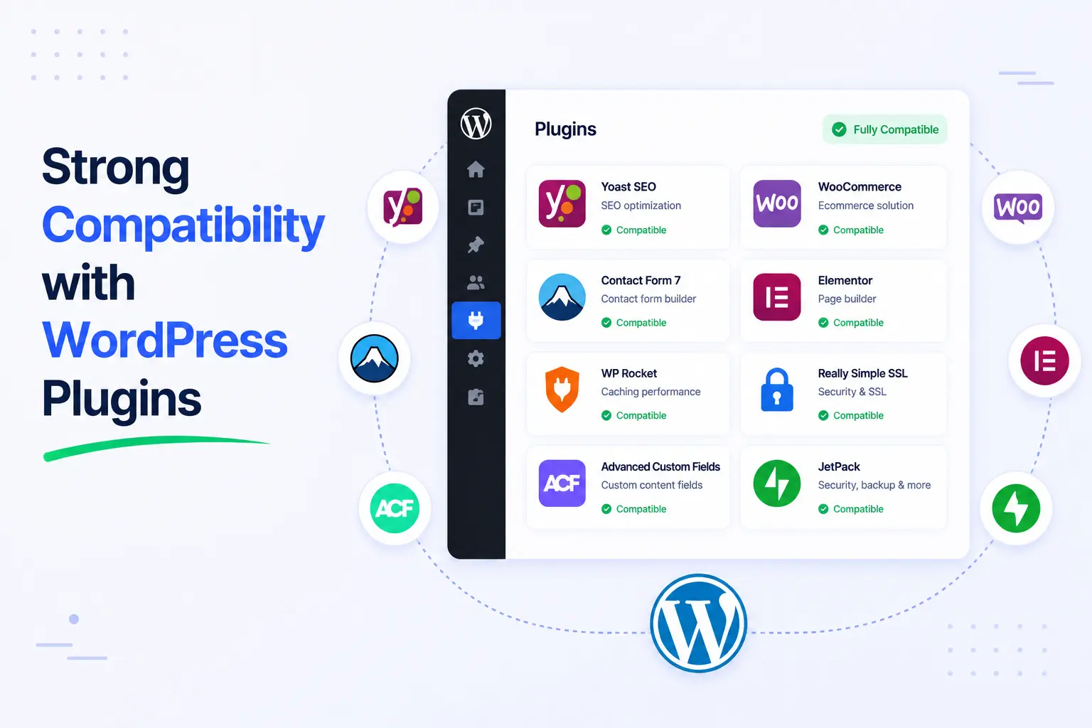 Strong compatibility with wordpress plugins