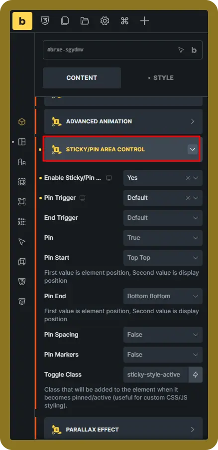 Add sticky effects
