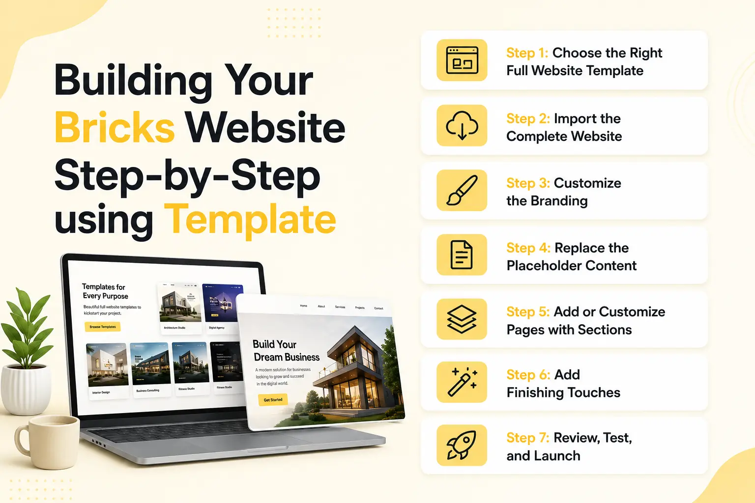 Building your bricks website step by step using template
