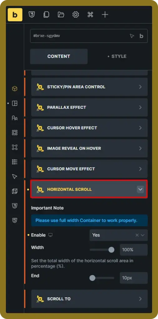 Horizontal scroll