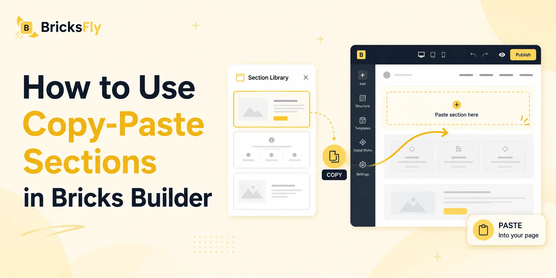 How to use copy paste sections in bricks builder