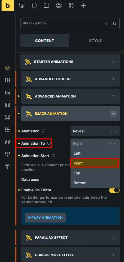 Choose animation direction
