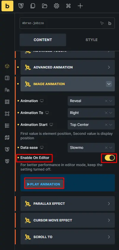 Enable on editor