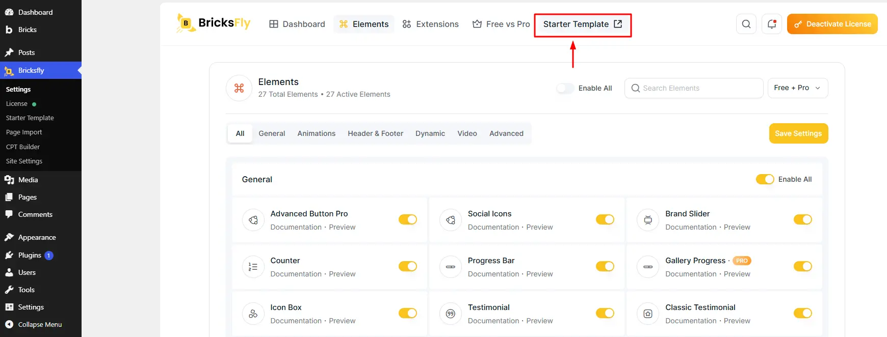 Open bricksfly starter templates