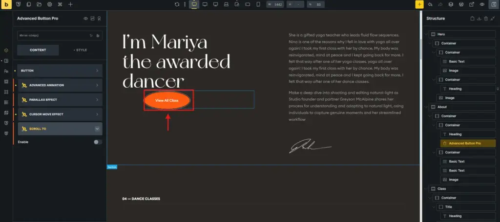 Choosing scroll to element 