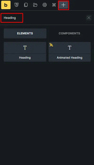 Add heding element from the searchbar 1