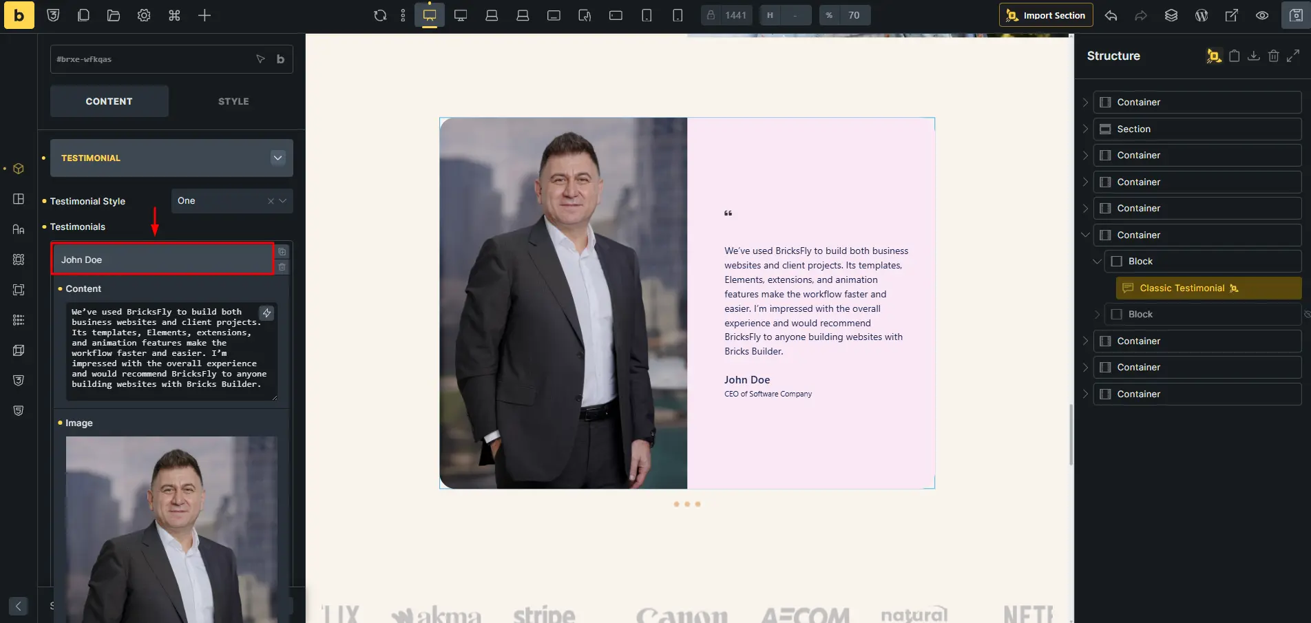 Click any testimonial items