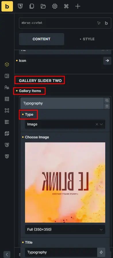 Configuration of gallary slider two