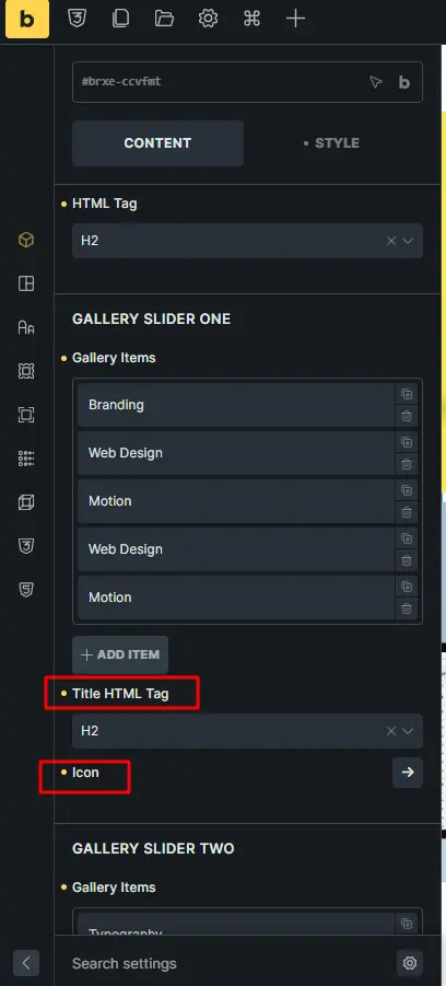 Configuration of title html tag icon