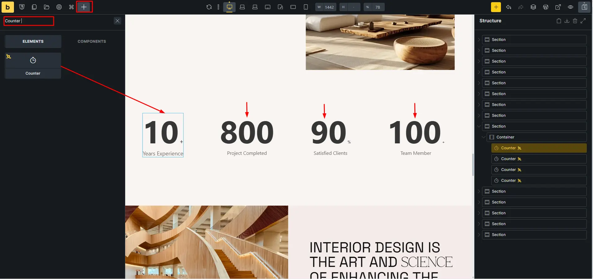 Counter elements on search panel 04 1