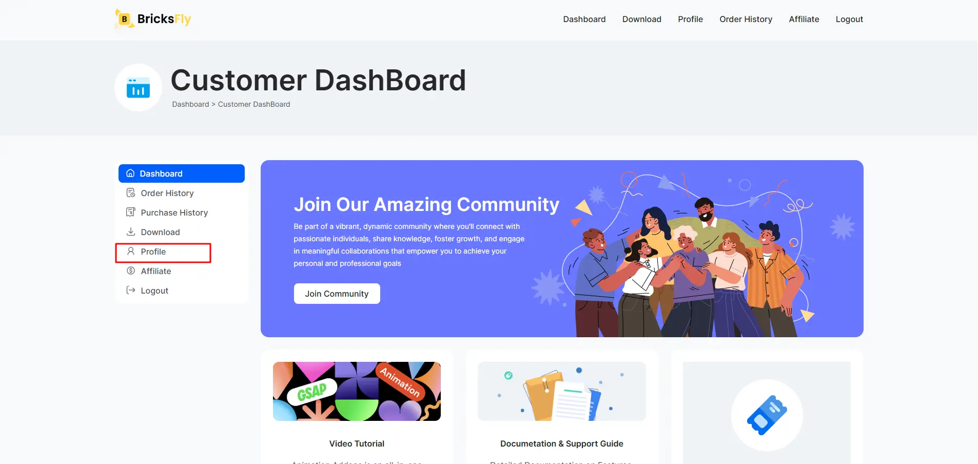 Customer dashboard