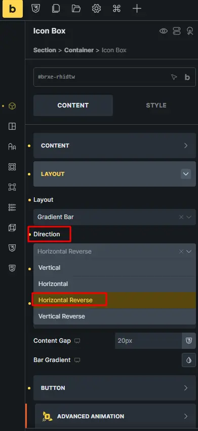 Direction available options