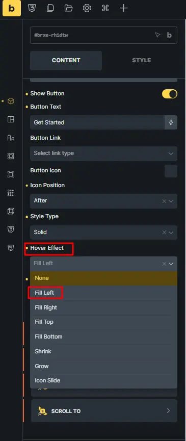 Hover effects available options
