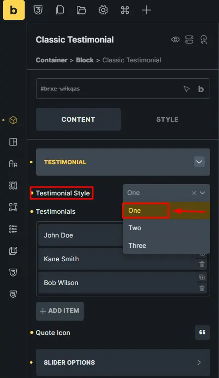 Select testimonial style