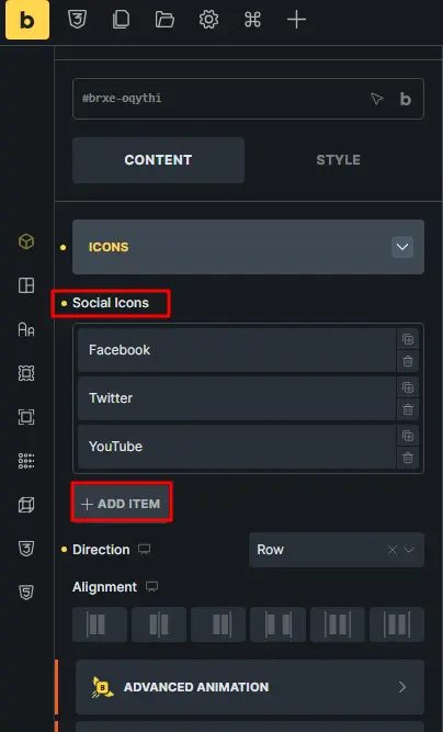 Social icon panel 