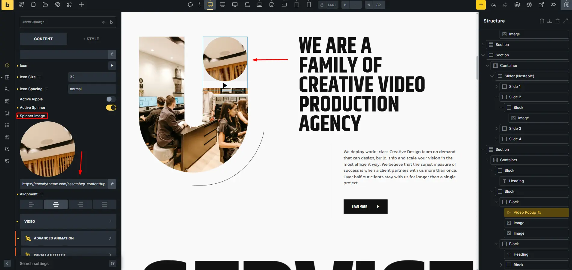 Spinner image link