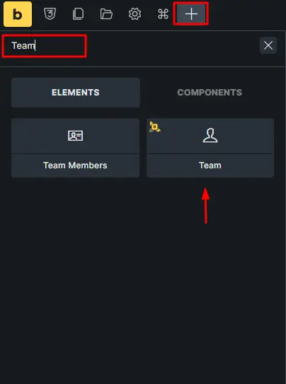 Team elements in searchbar 04