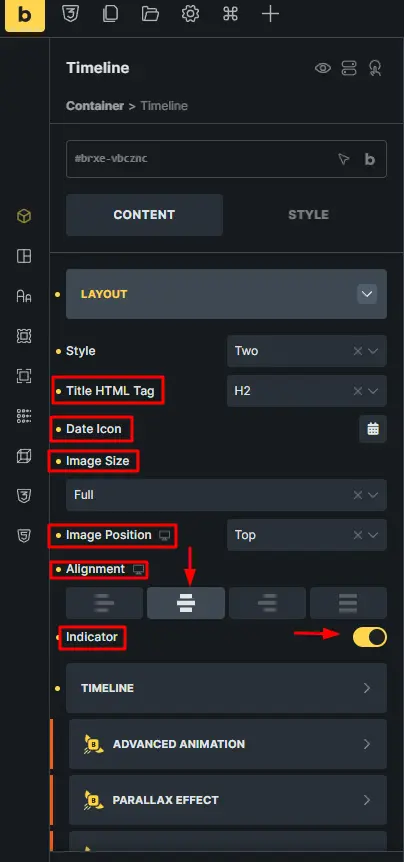 Timeline layout customization
