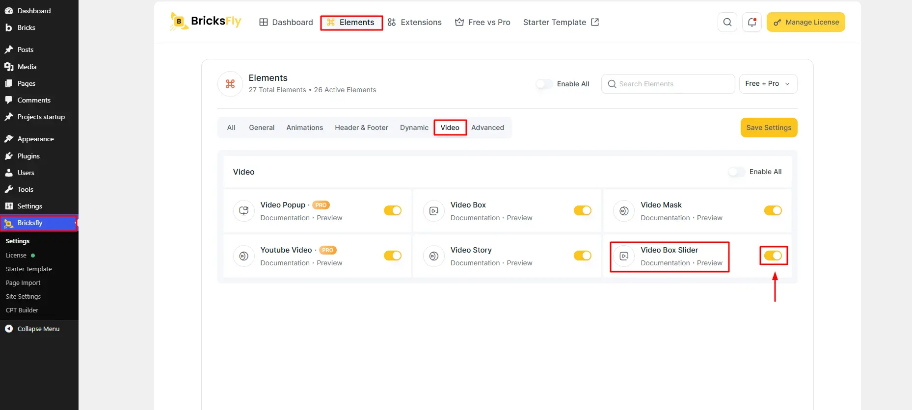 Activate vidoe box slider