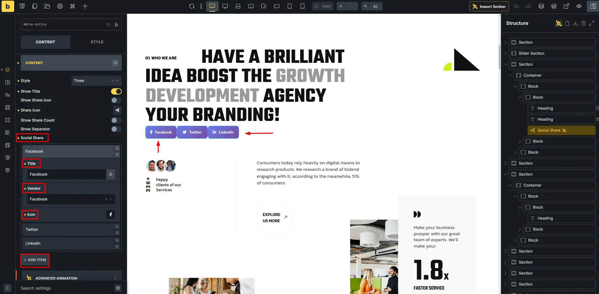 Add social share platform