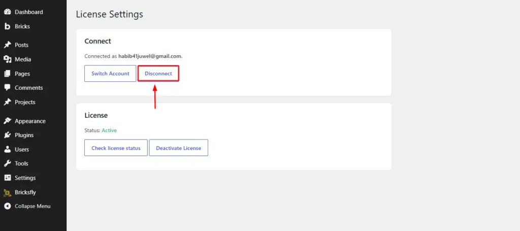 Click disconnect button