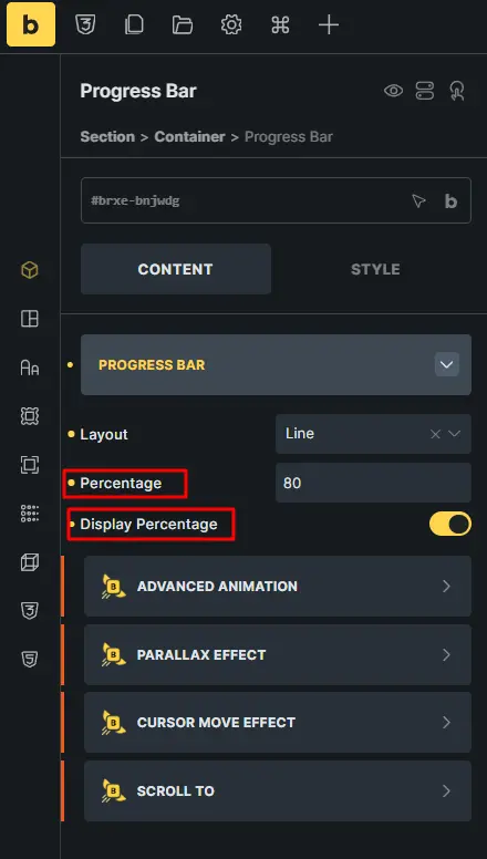 Configuration of progress bar