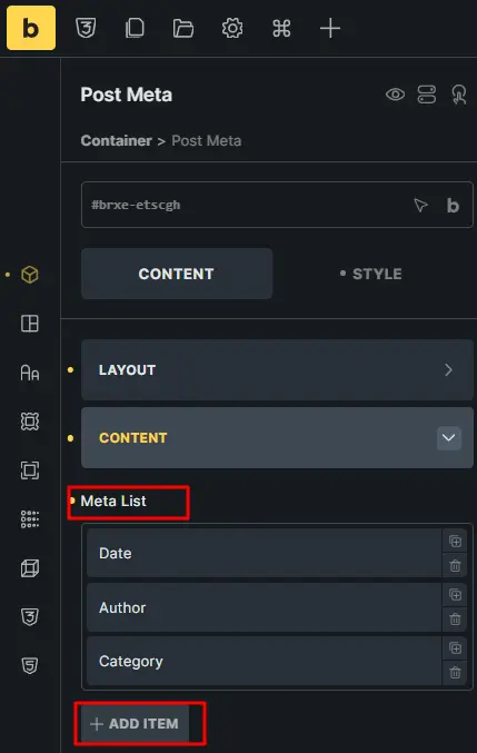 Meta list configuration