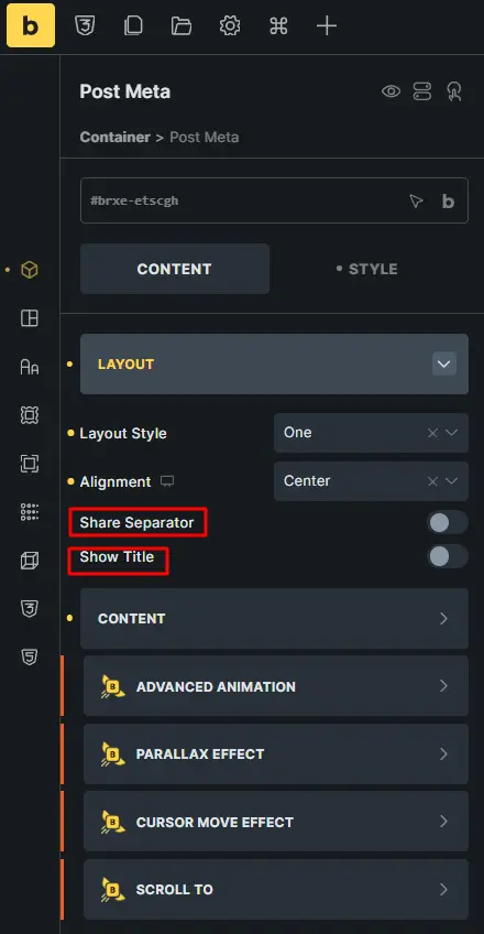 Share separator show title option is disable