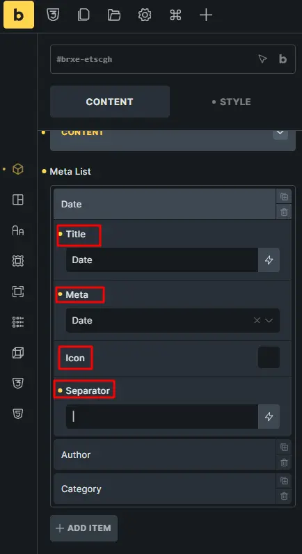 Under add item confguration
